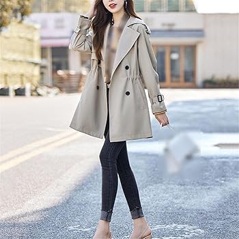 Amazon.com: Autumn Casual Double Breasted Mid-Length Trench
